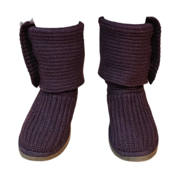 UGG - 5819 Classic Cardy Burgundy Knit Boots Comfort Y2K​ - Picture 2 of 8